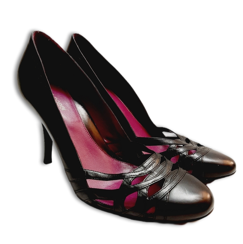 SERGIO ROSSI Italy Elegant Genuine Leather Black High Heel Shoes Sz 7.5 Eur 37.5